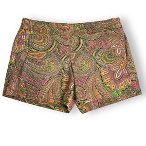 J Crew Bright Paisley Cotton Chino Shorts 5 Inch Women Size 10 Side Zip Preppy